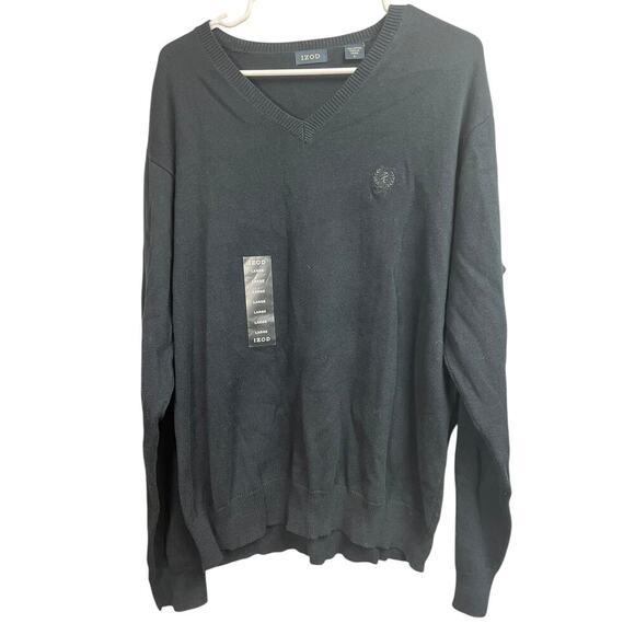 IZOD Men's V-Neck Sweater Navy Blue Large Cotton - Picture 1 of 10